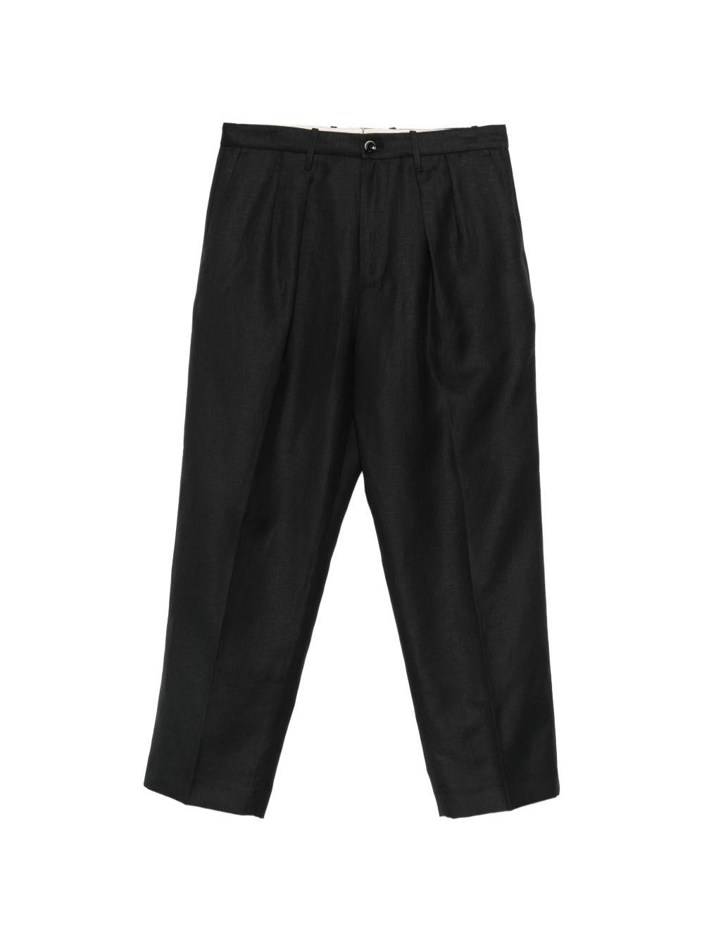 NINE IN THE MORNING Pantaloni Kay in lana misto lino neri 