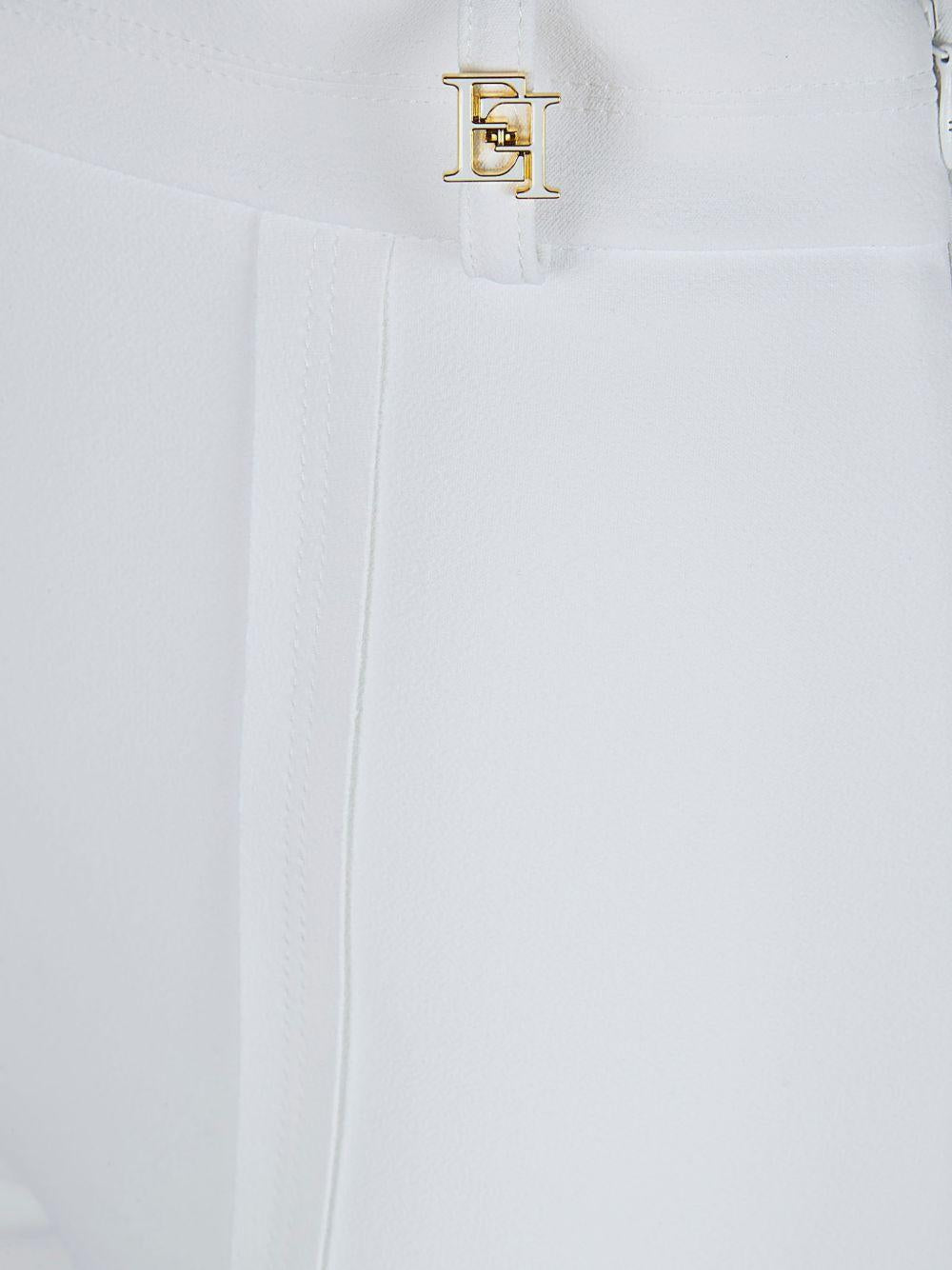 ELISABETTA FRANCHI Pantaloni linea boot cut in tessuto bianco 