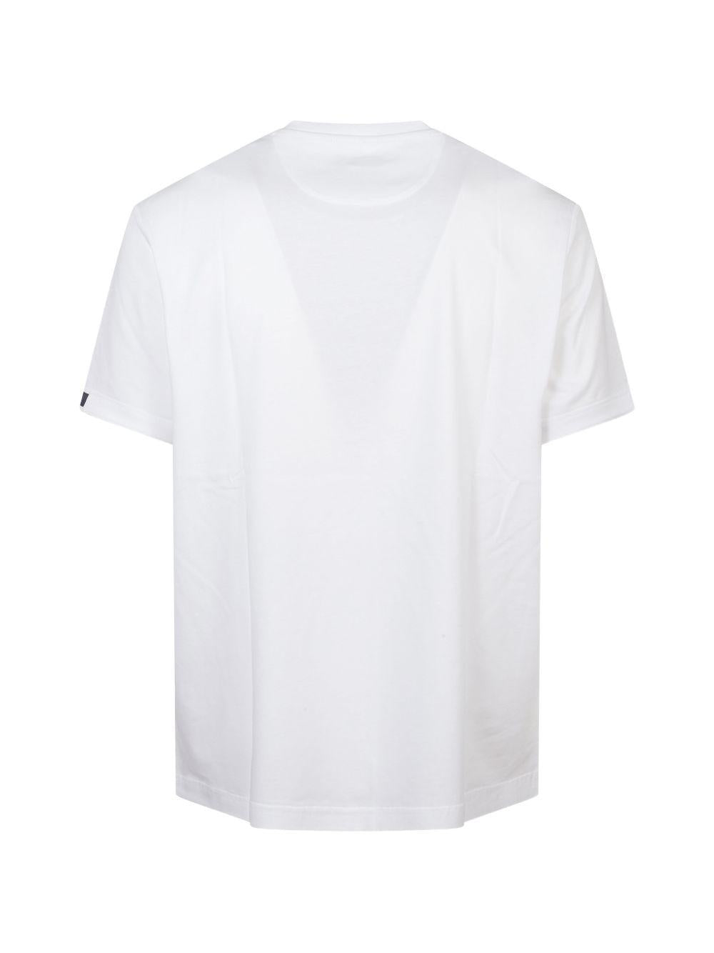 FAY T-shirt in cotone bianco a maniche corte girocollo 