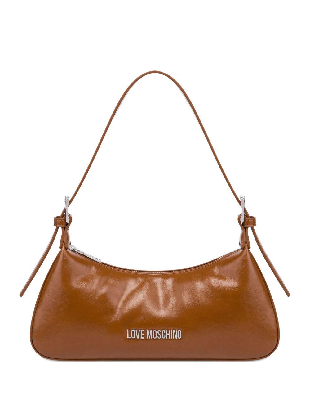 LOVE MOSCHINO Borsa a spalla marrone con logo 