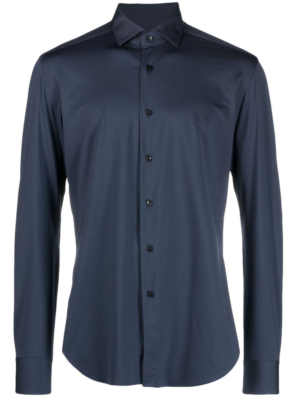 XACUS Camicia blu a maniche lunghe avvitata 