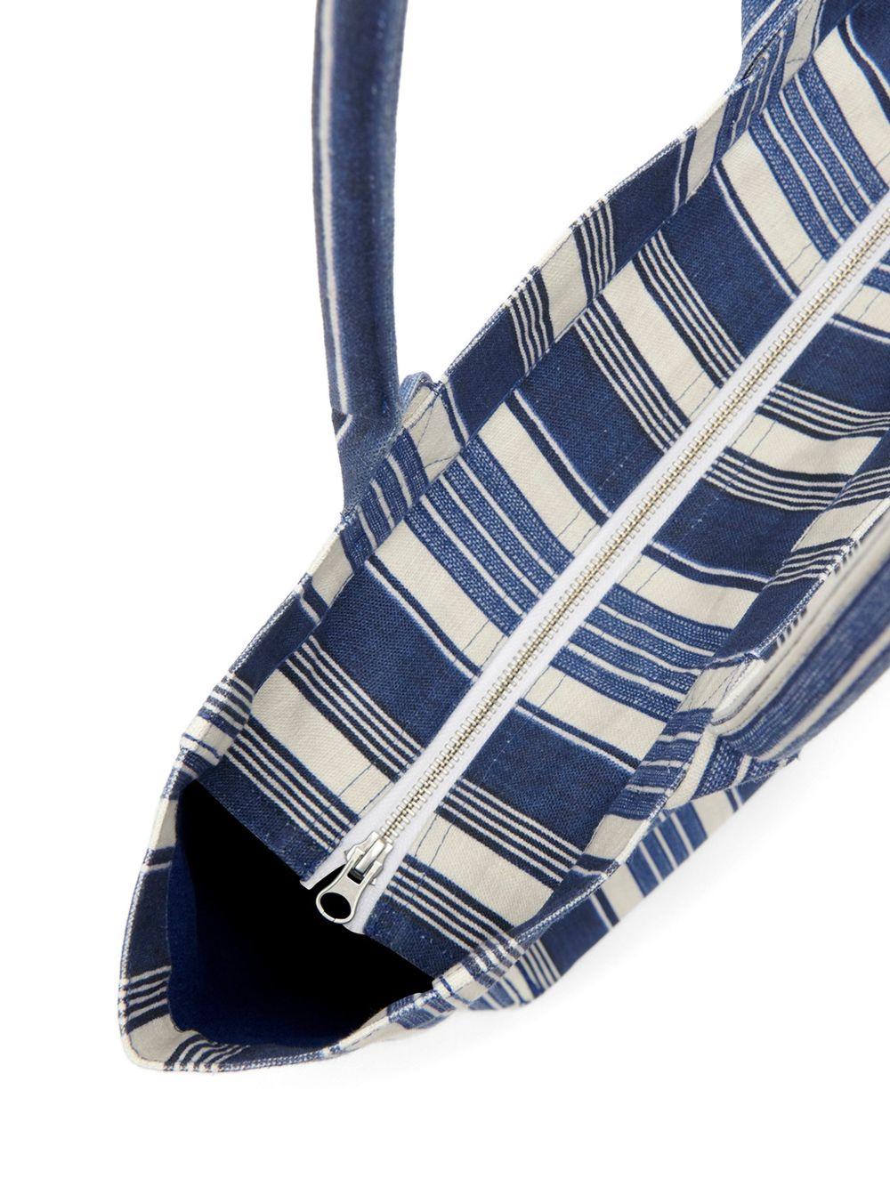 ISABEL MARANT Borsa shopping in cotone a righe con logo 