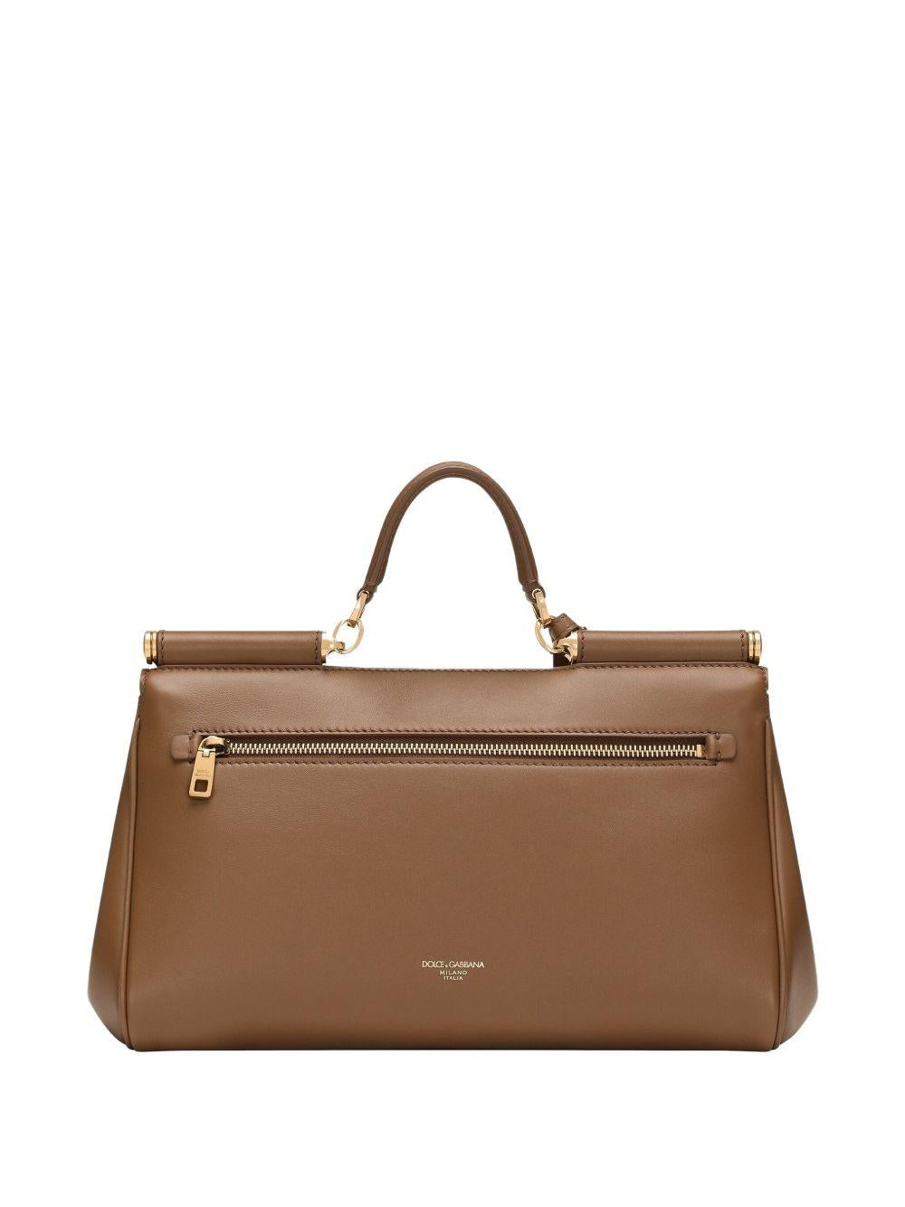 DOLCE e GABBANA Borsa tote 'Sicily' in pelle cammello 