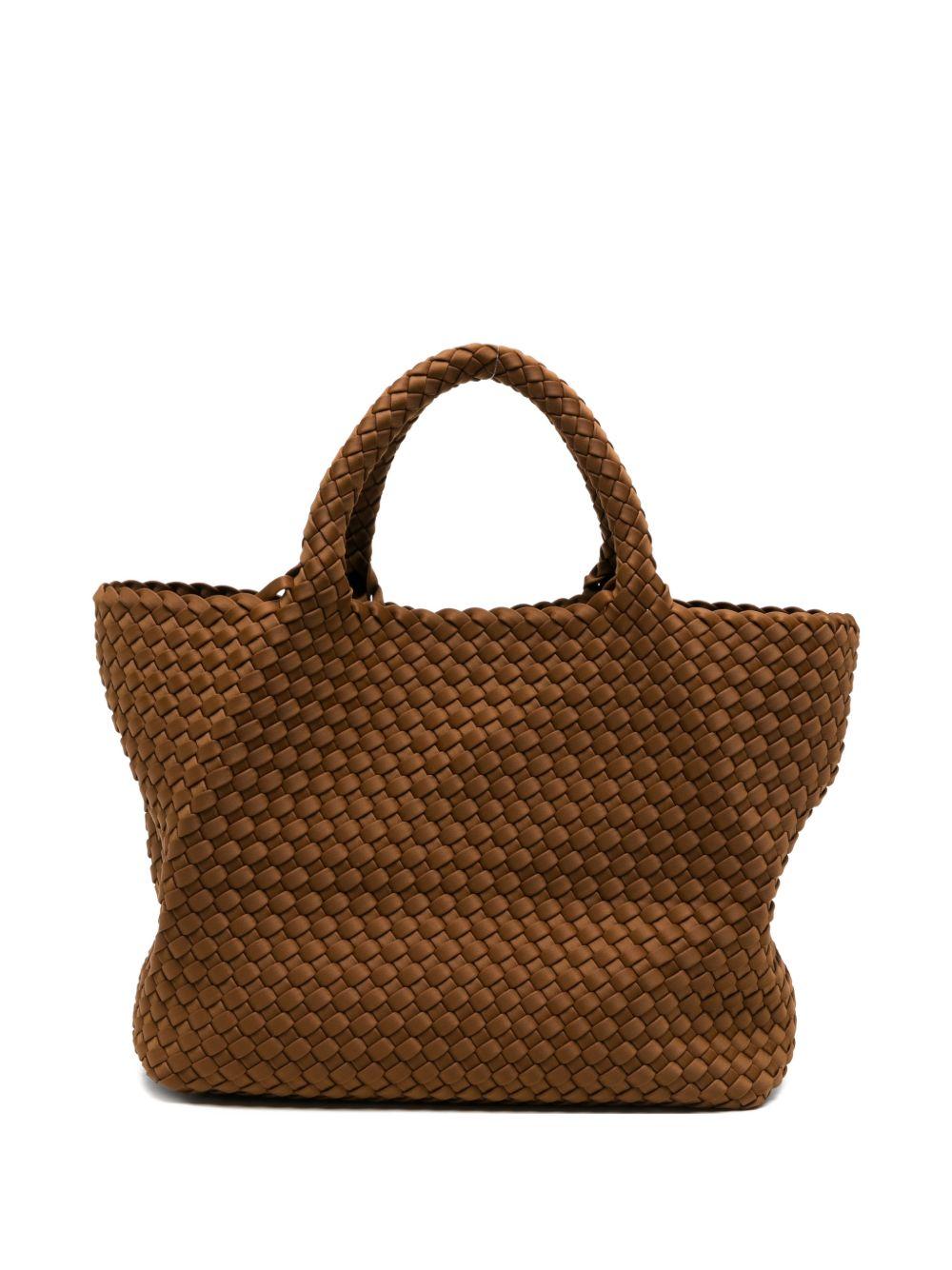 MARREA Borsa a mano marrone con texture intrecciata 