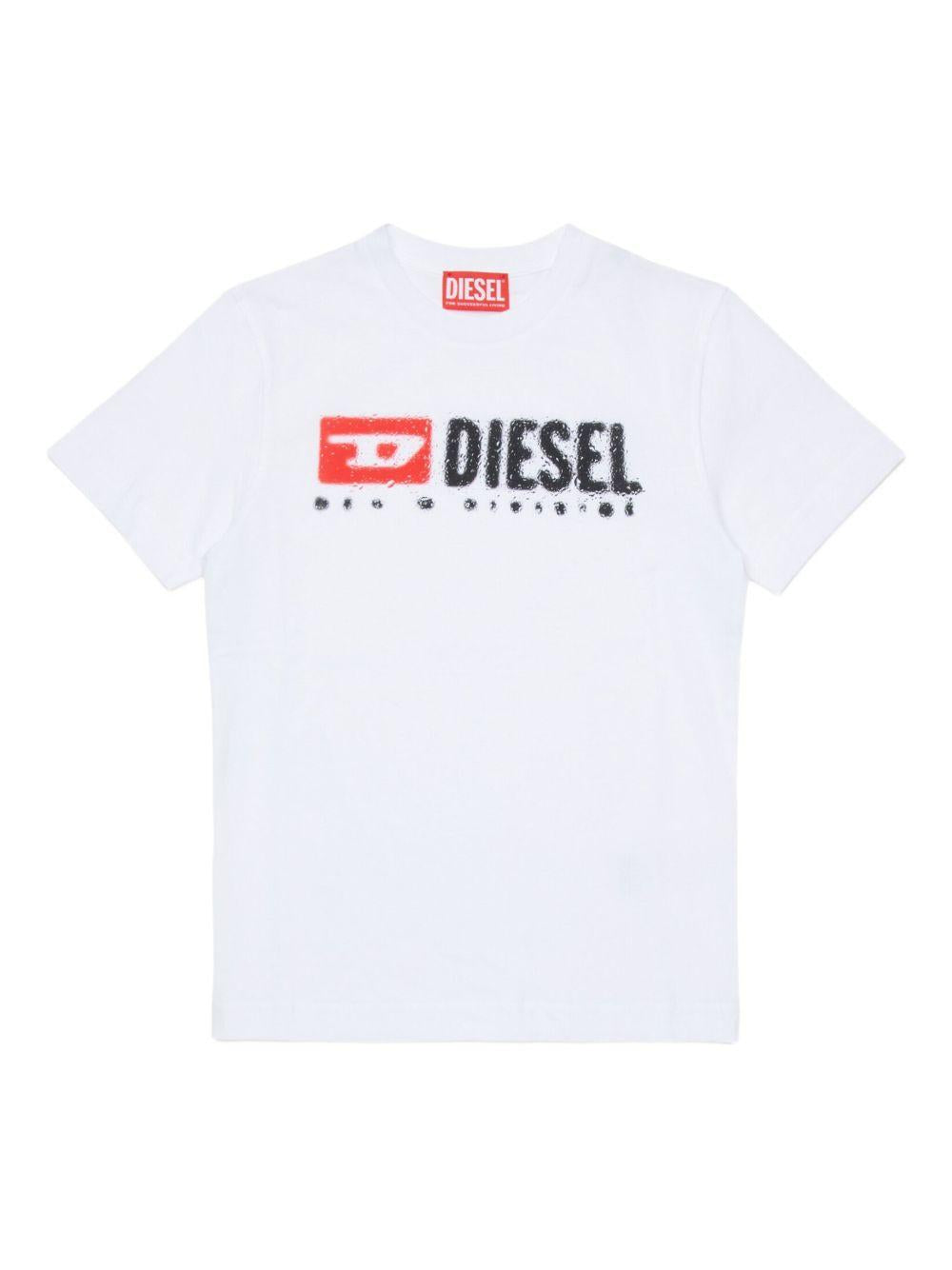 DIESEL T-shirt in cotone bianco a maniche corte 