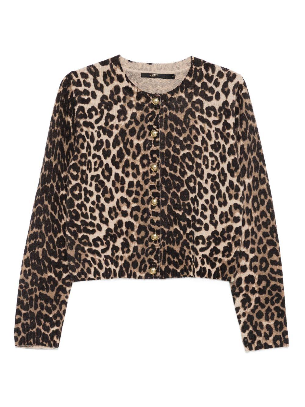 SEVENTY Cardigan con stampa leopardata in lana 