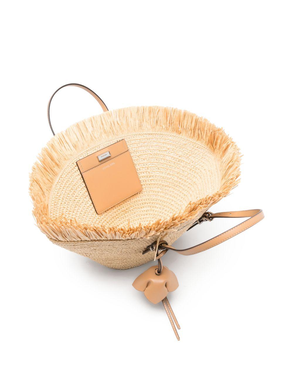 MICHAEL KORS Borsa a mano in rafia con dettagli in pelle 