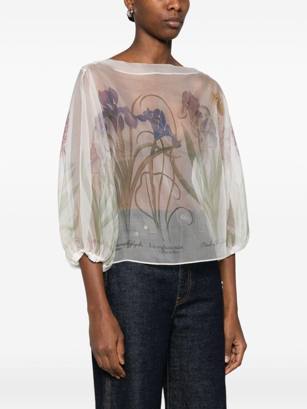 ALBERTA FERRETTI Blusa in seta semitrasparente con fantasia 