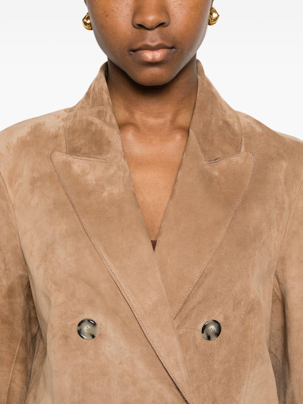THE JACK AND JACKIE LEATHERS Blazer doppiopetto in pelle scamosciata 