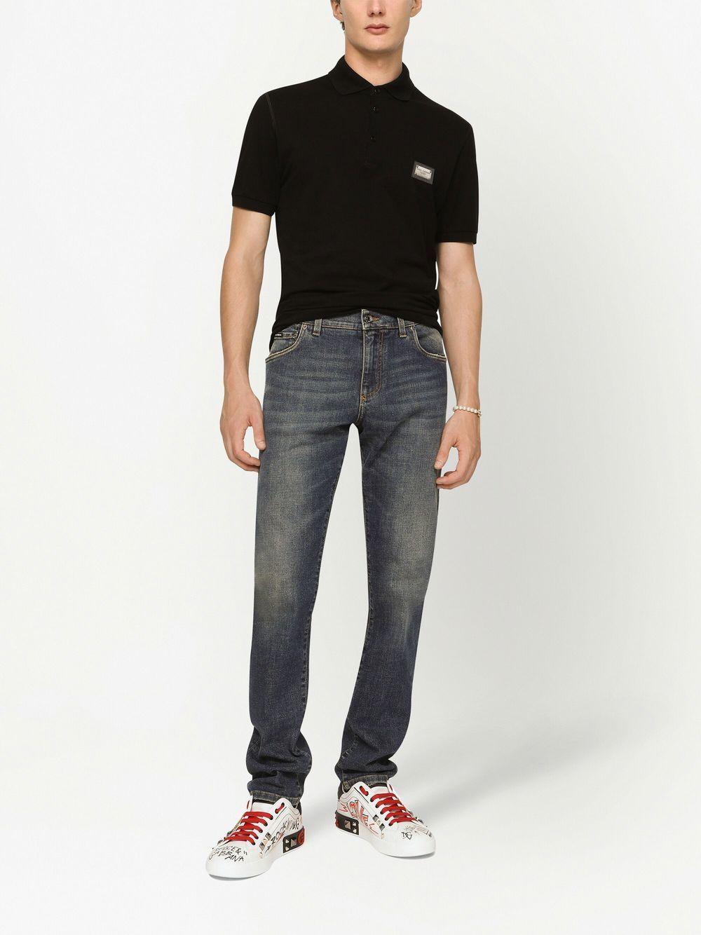 DOLCE e GABBANA Polo in cotone nera con logo 