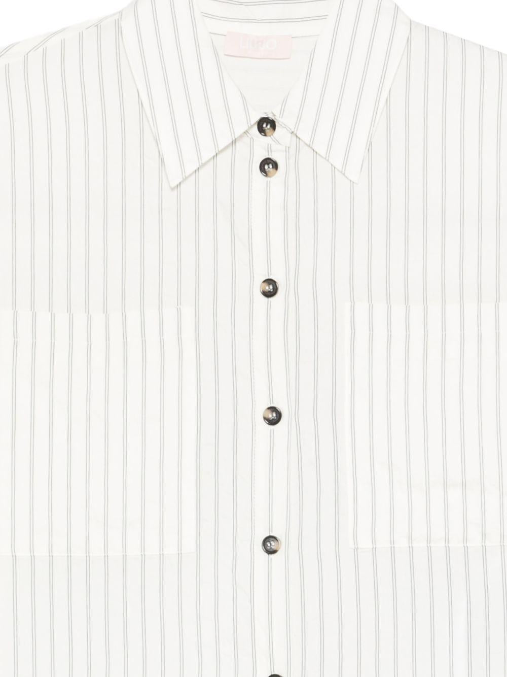 LIUJO Camicia bianca a righe a mezze maniche 
