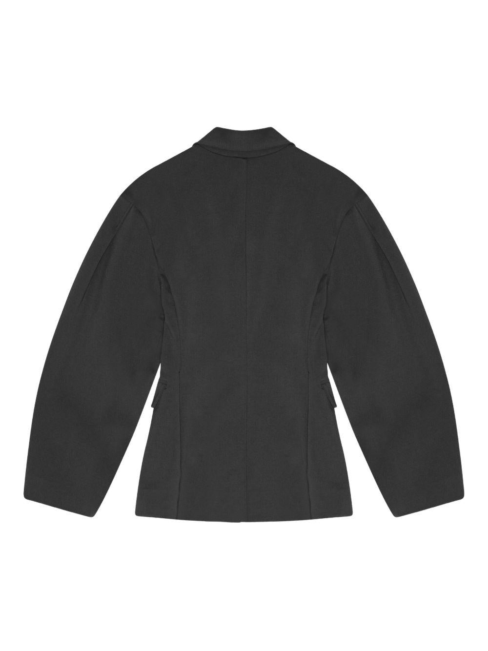 GANNI Blazer nero strutturato con bottoni gioiello 