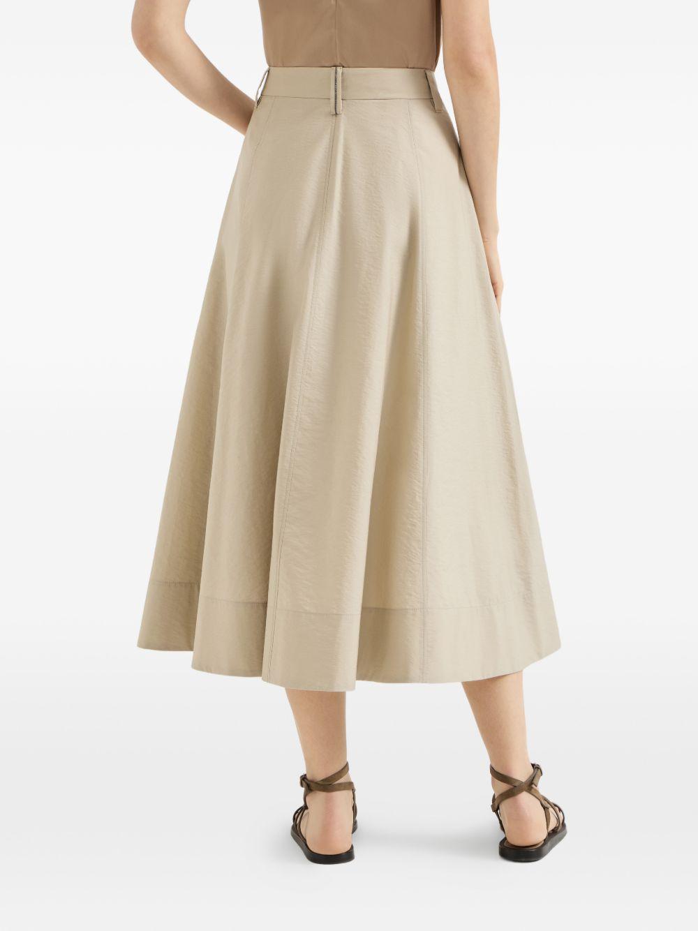 BRUNELLO CUCINELLI Gonna midi beige con bottone 