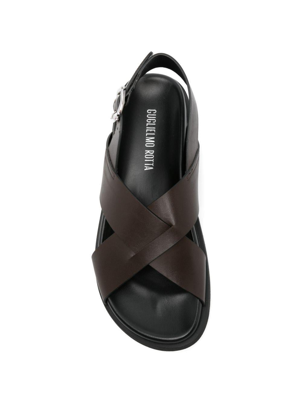 GUGLIELMO ROTTA Sandali bassi Twill Ranch in pelle marrone 