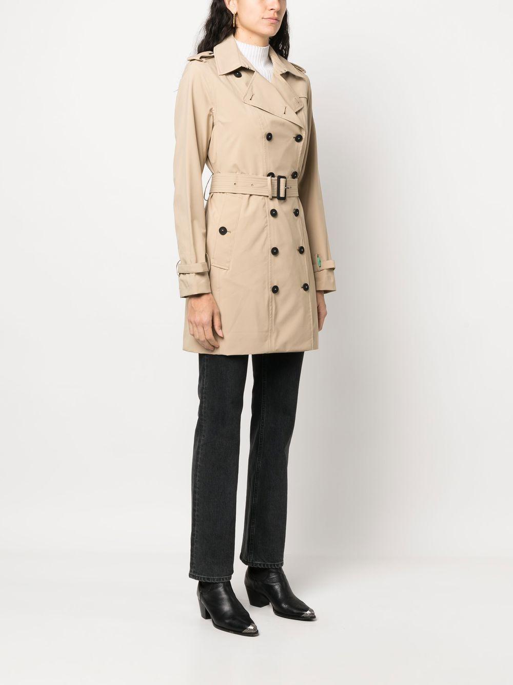 SAVE THE DUCK Trench Audrey doppiopetto beige con cintura 