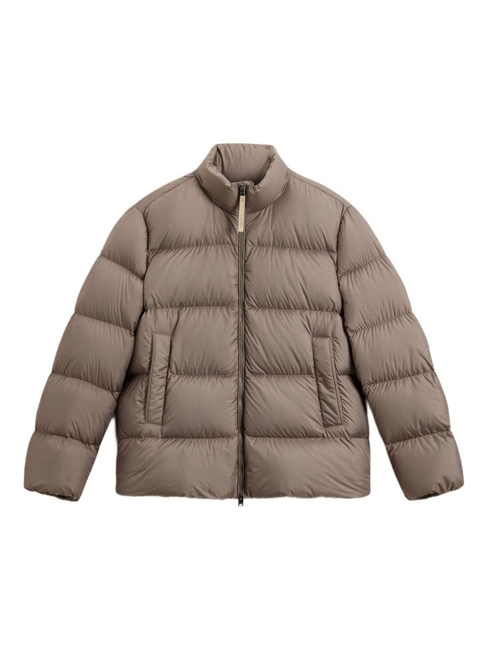 WOOLRICH Piumino corto color tortora con zip 