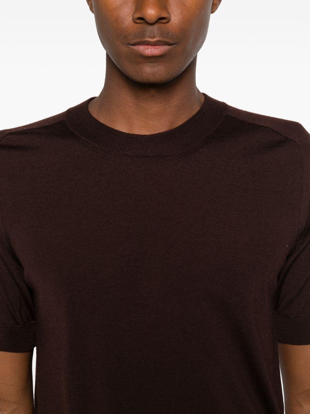FUMAGALLI T-shirt in maglia Mono in lana merino marrone 