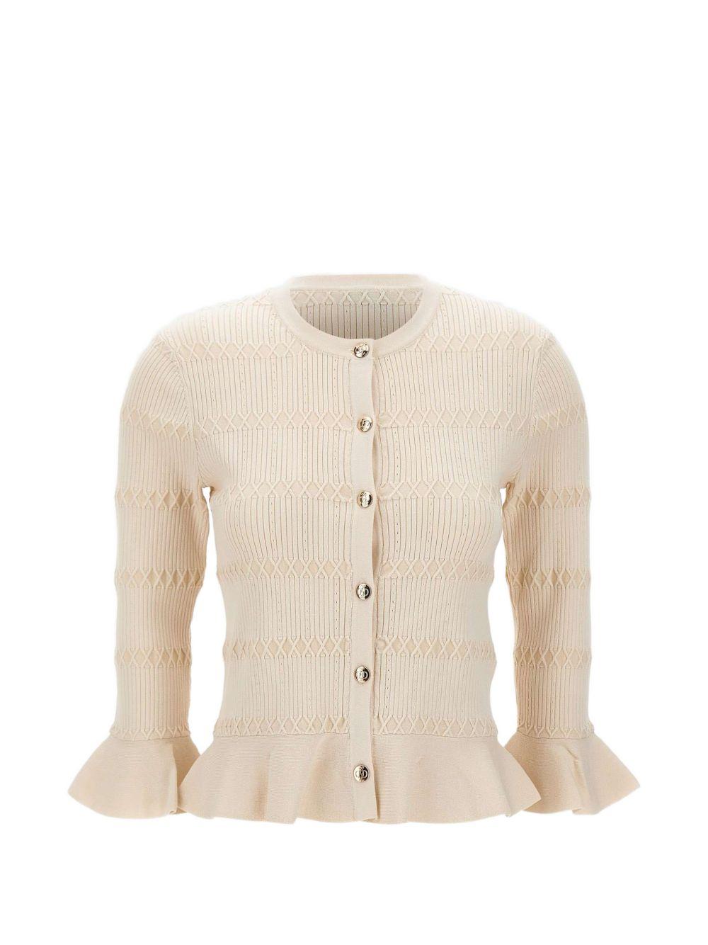 LIUJO Cardigan crema con bottoni dorati 