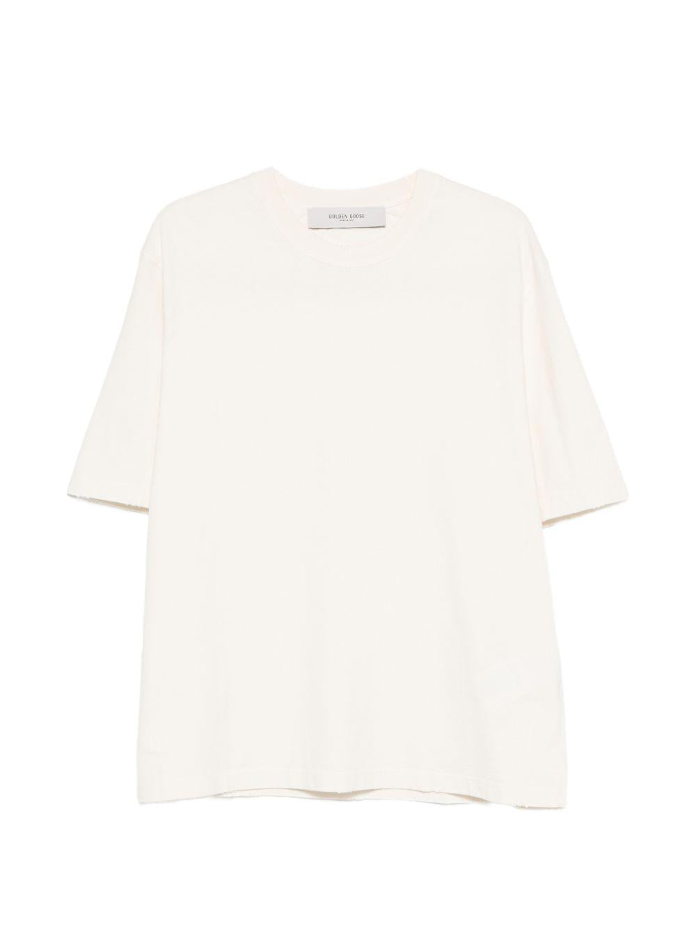 GOLDEN GOOSE T-shirt a maniche corte in cotone avorio 