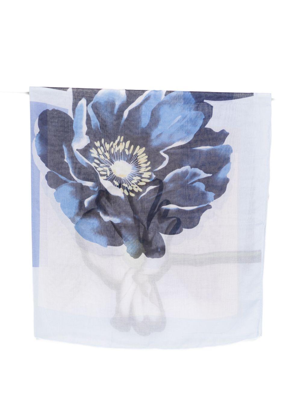 LIUJO Foulard sciarpa con stampa floreale blu 