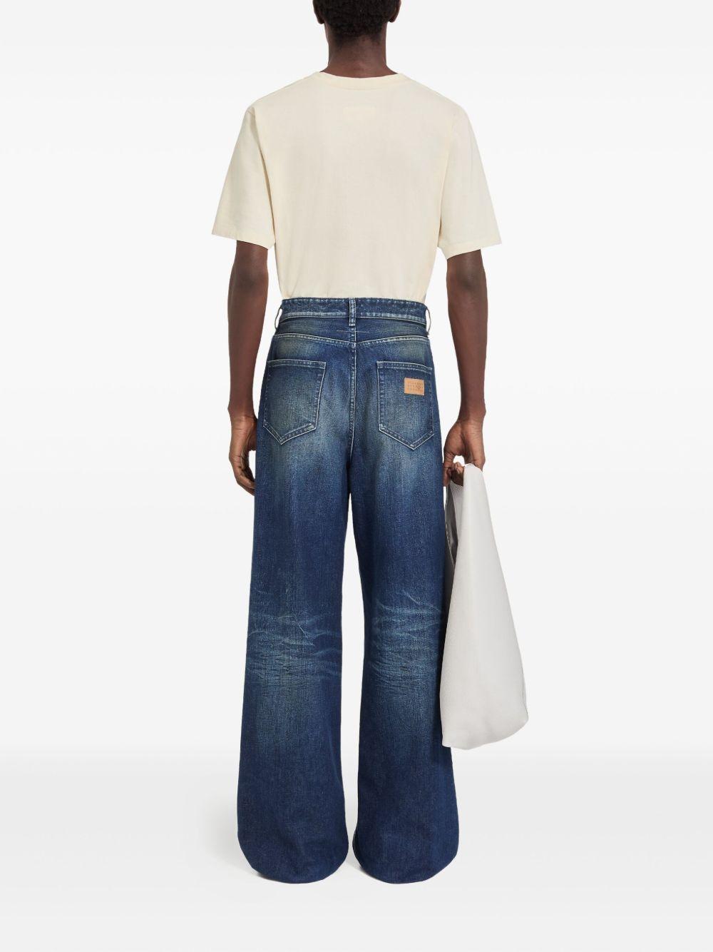 MM6 MAISON MARGIELA Jeans wide-leg blu scuro con effetto sfumato 