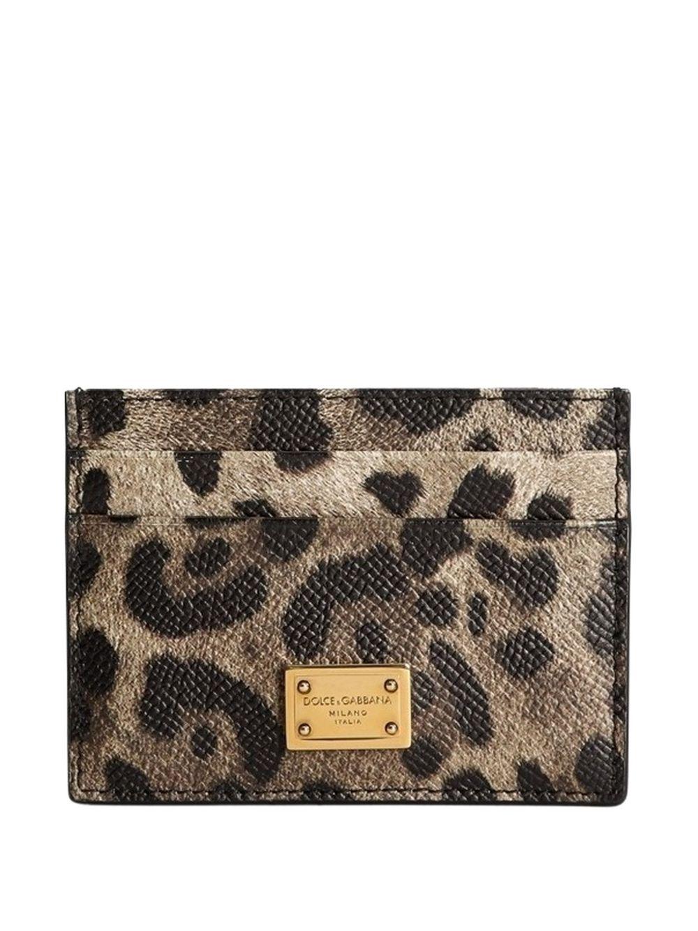DOLCE e GABBANA Portacarte in pelle Dauphine con placca logo 