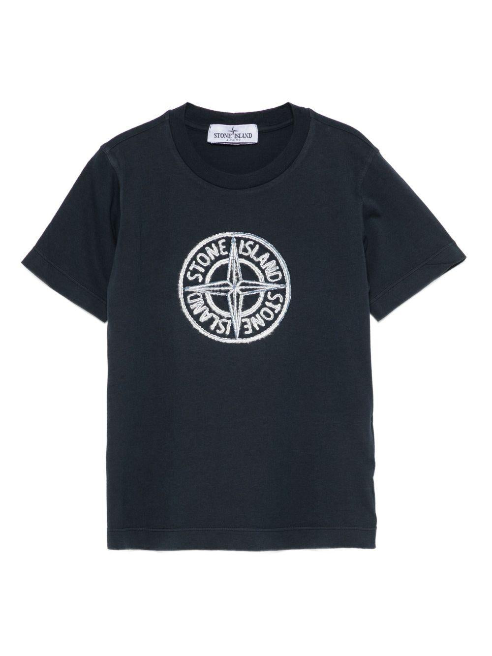 STONE ISLAND T-shirt a maniche corte in cotone blu 