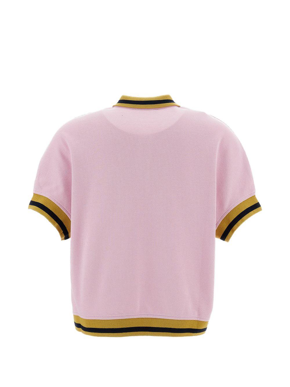 MARNI Polo in cotone rosa con bordo a contrasto 