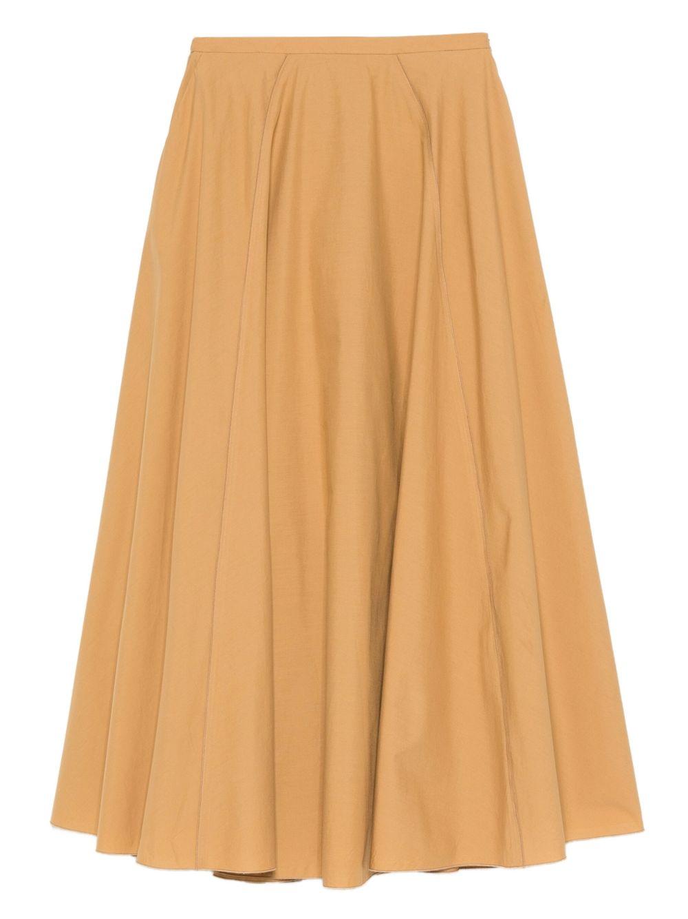 FORTE FORTE Gonna midi in cotone color cammello 