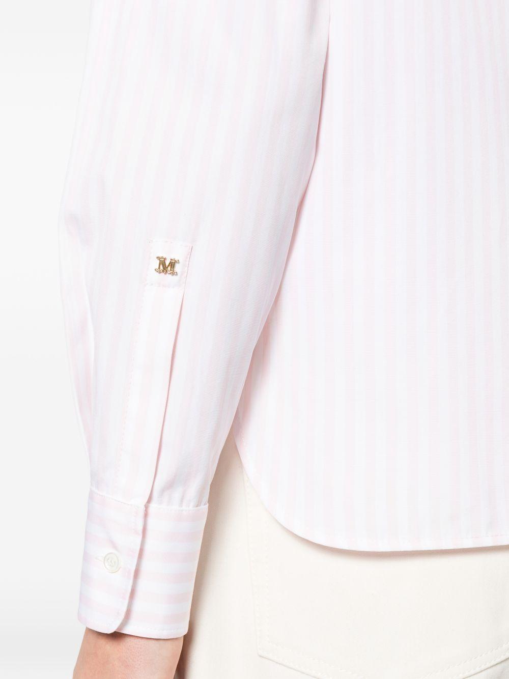 MAX MARA Camicia di cotone rosa a righe bianche 