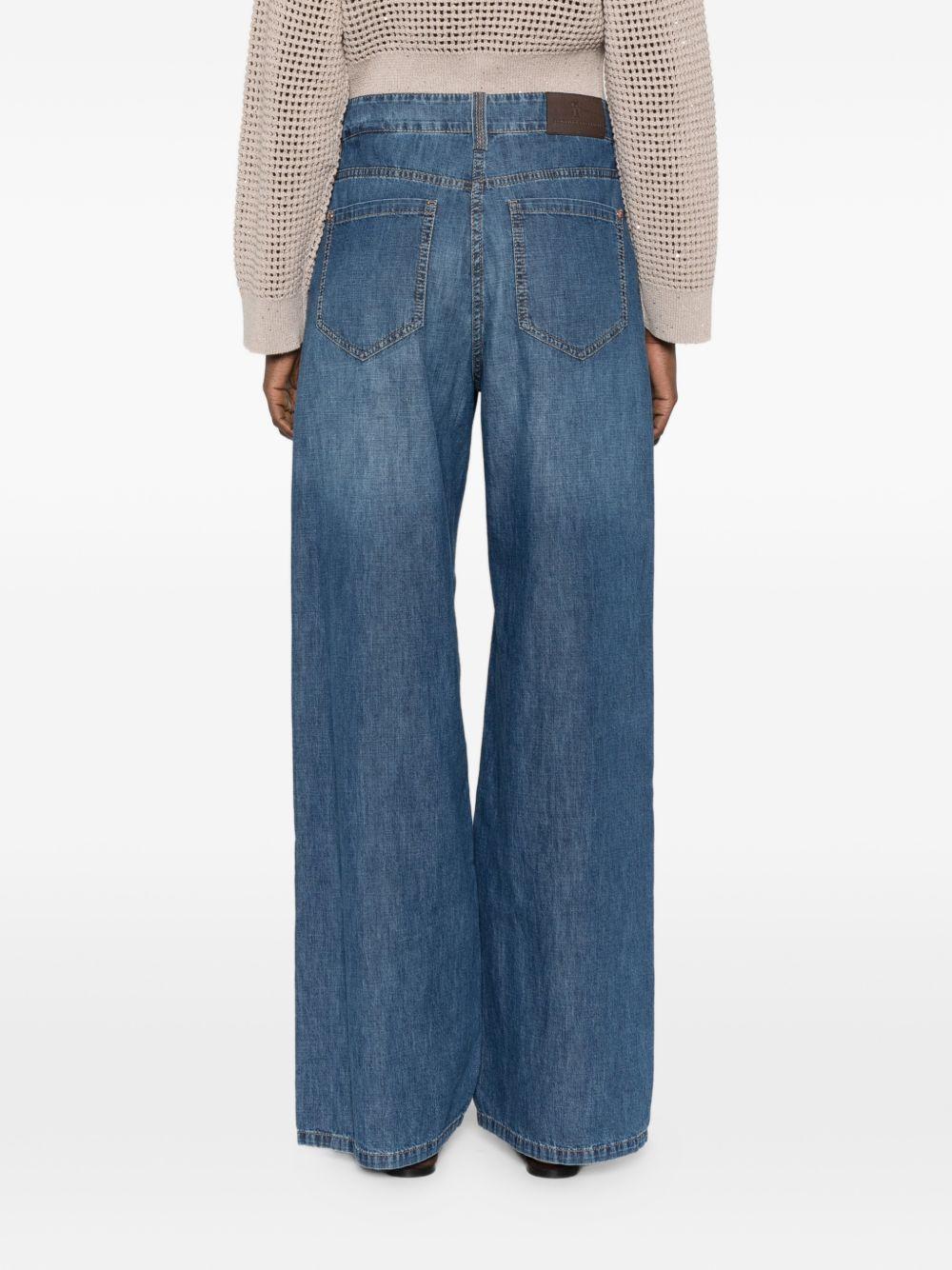 BRUNELLO CUCINELLI Jeans a gamba larga in denim blu 