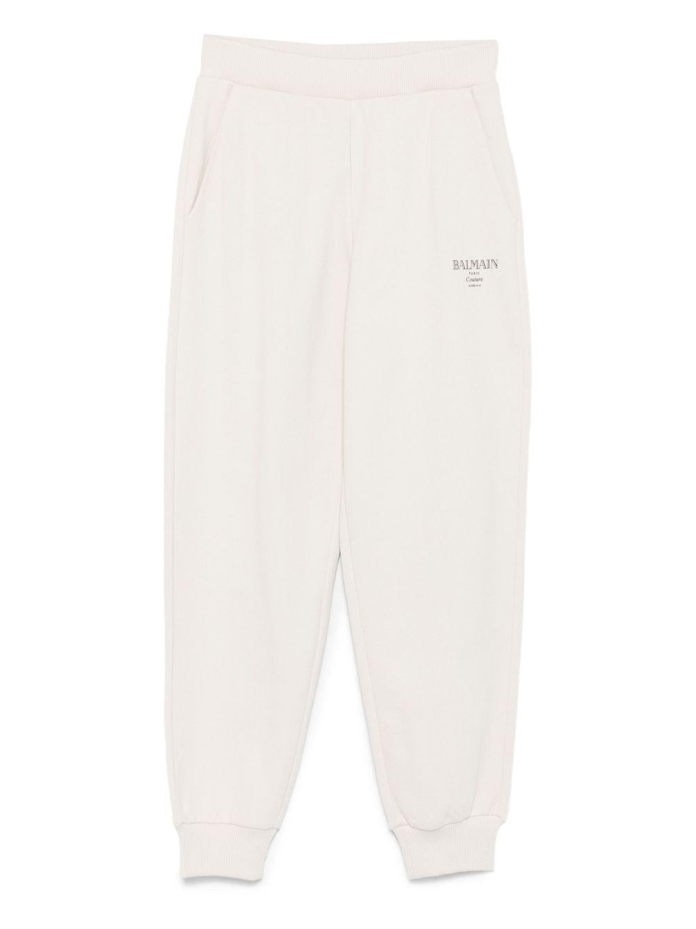 BALMAIN Pantaloni sportivi tuta in cotone beige 