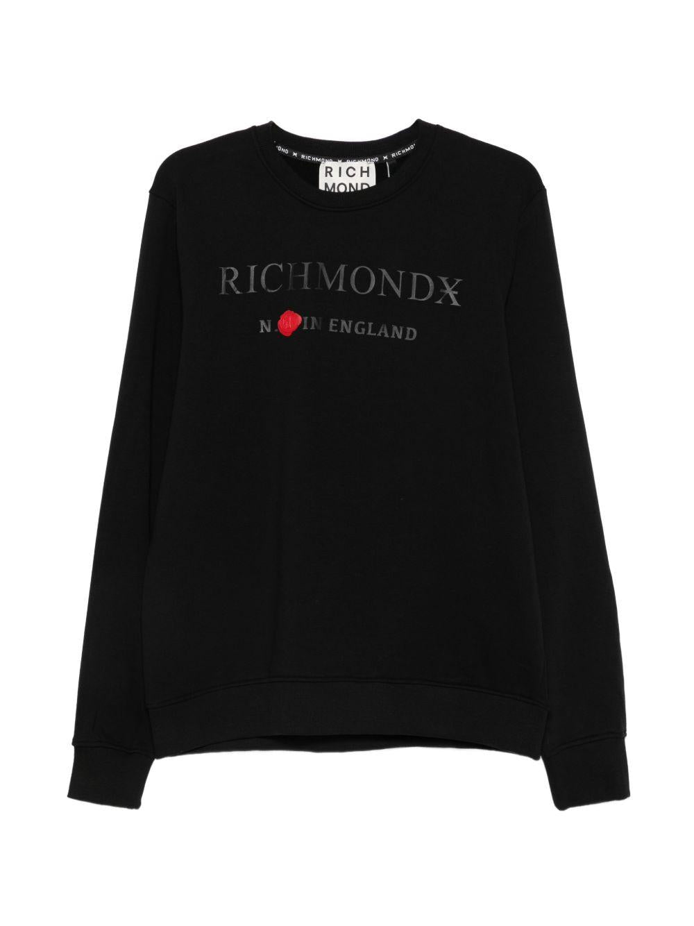 JOHN RICHMOND Felpa nera Thanem con logo 
