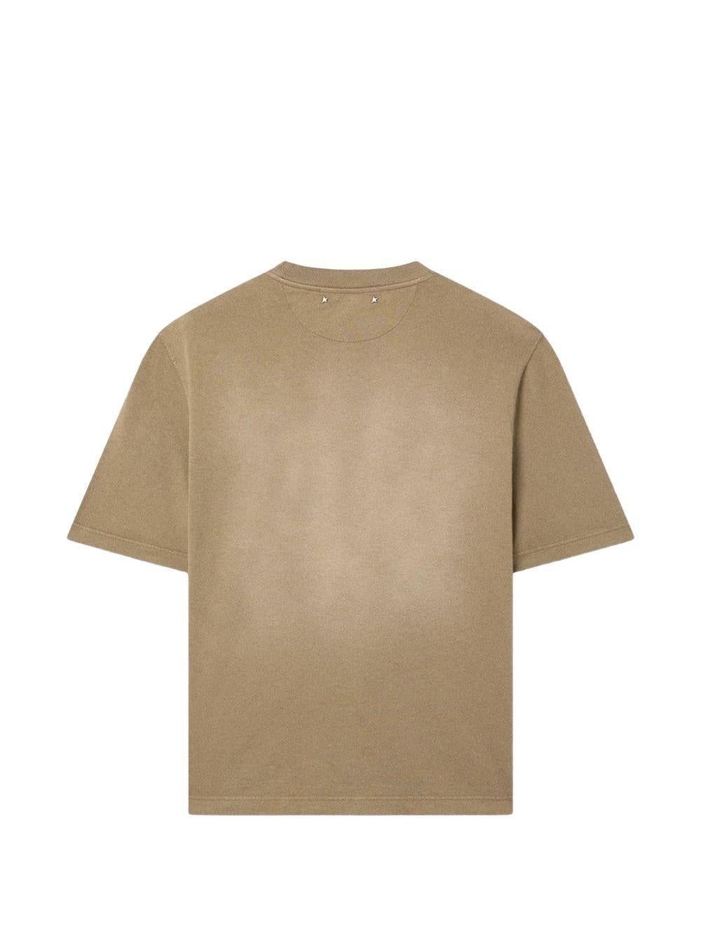 GOLDEN GOOSE T-shirt in cotone beige a maniche corte 