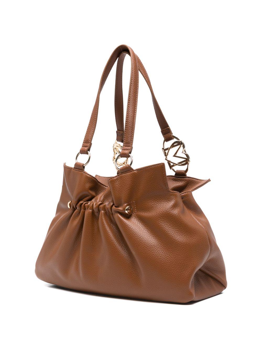 LOVE MOSCHINO Borsa a secchiello marrone con logo dorato 