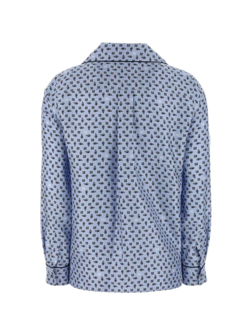 MAX MARA Camicia Disco in seta celeste stile pigiama 