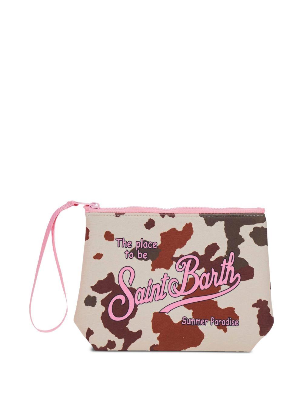 MC2 SAINT BARTH Pochette Aline in cow-print con dettagli rosa 