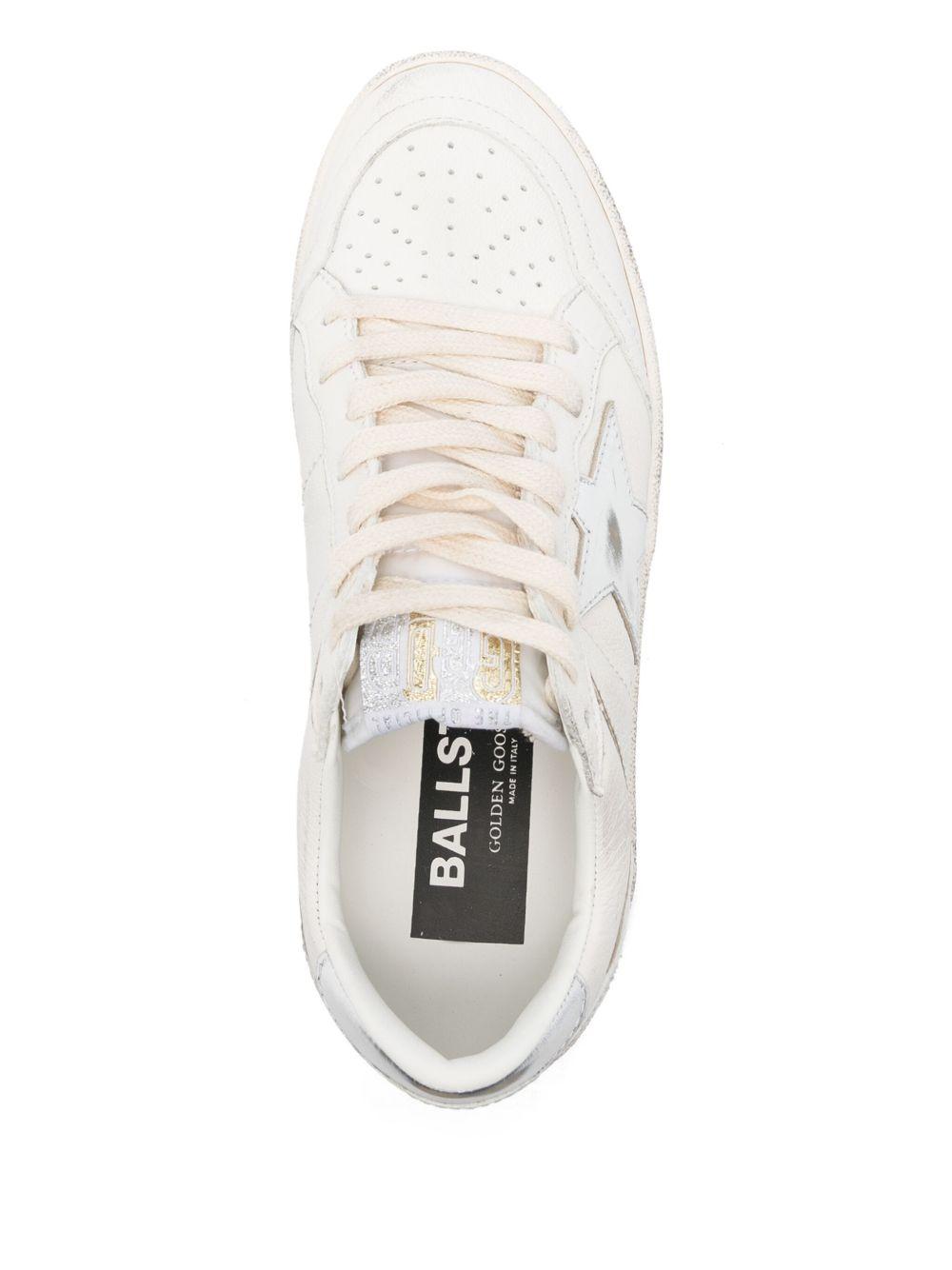 GOLDEN GOOSE Sneakers 'Ball Star' bianche e argento 
