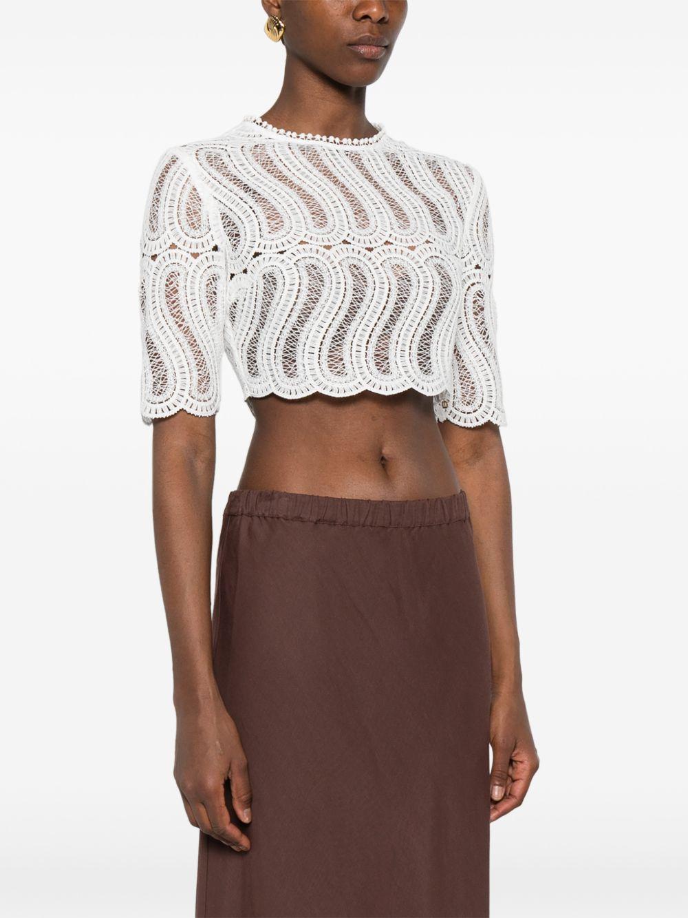 RAQUEL DINIZ Top bianco in pizzo 