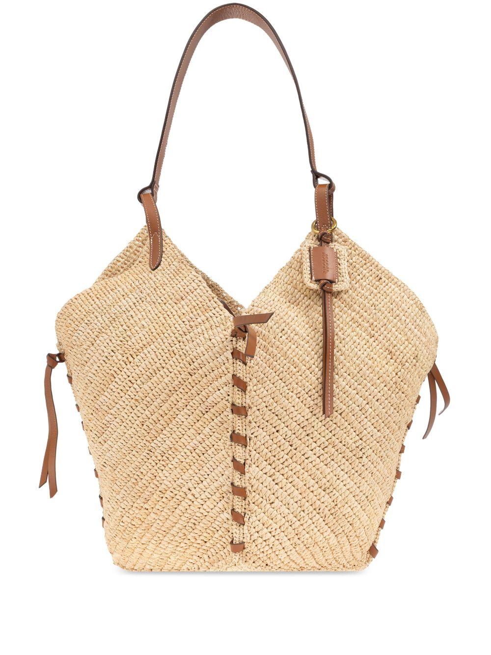 ISABEL MARANT Borsa a spalla in rafia e pelle 
