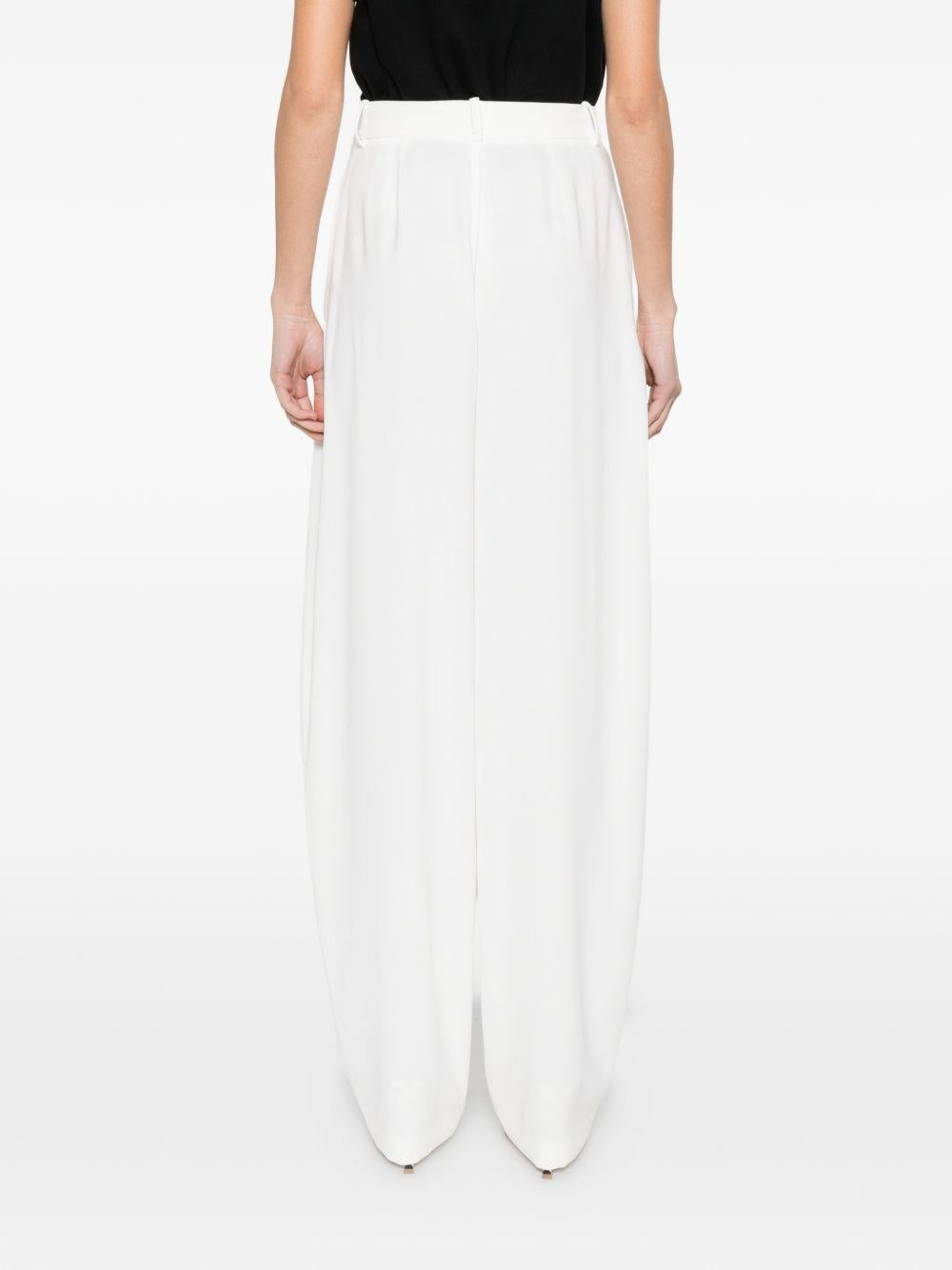 ELISABETTA FRANCHI Pantaloni a gamba larga in tessuto bianco 