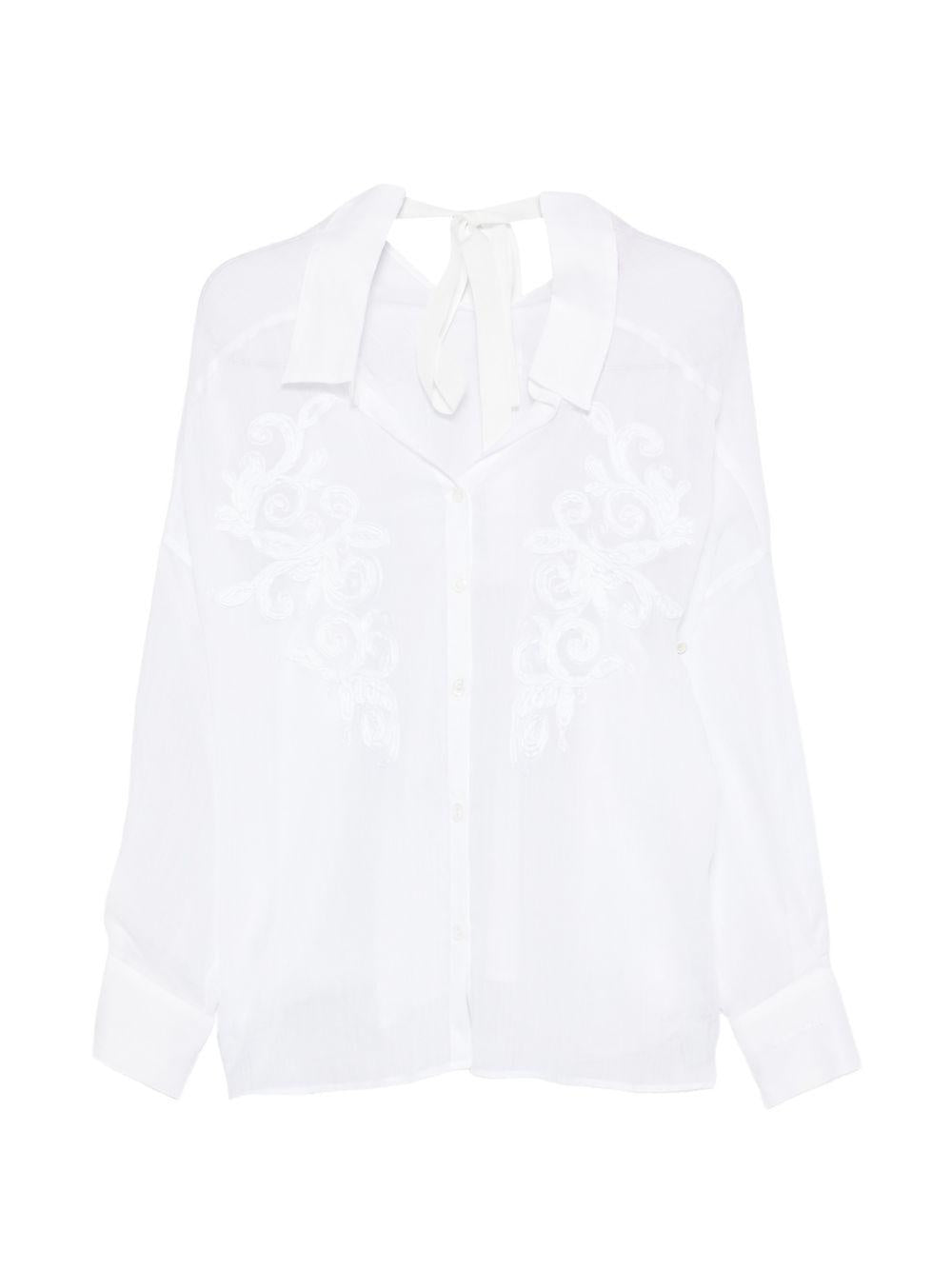 ERMANNO FIRENZE Camicia bianca con ricamo fiori 