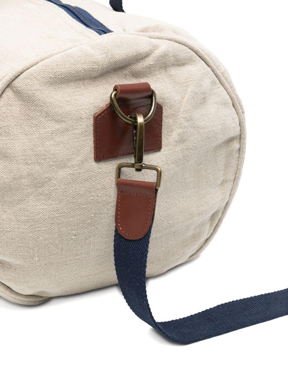 MC2 SAINT BARTH Borsa a mano Jetleg Round in lino beige con logo 