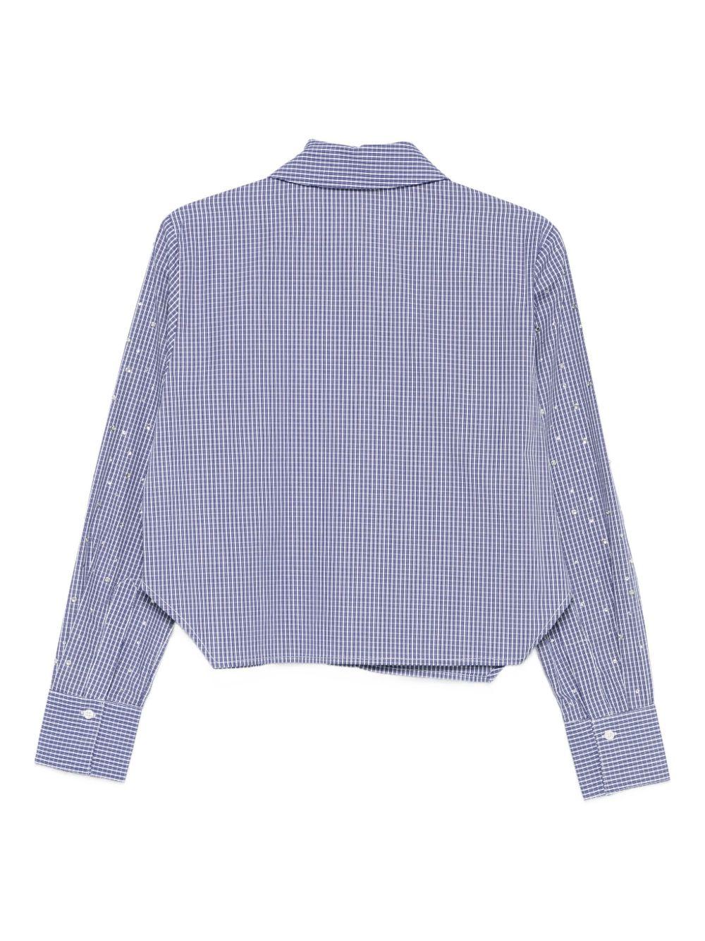 LIUJO Camicia blu con motivo a quadri e strass 