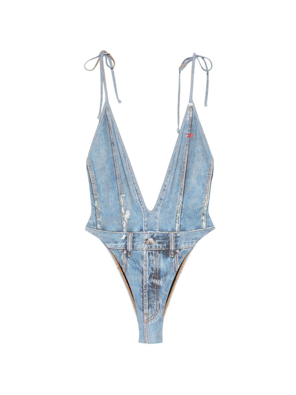 DIESEL Costume intero in denim con scollatura a V 
