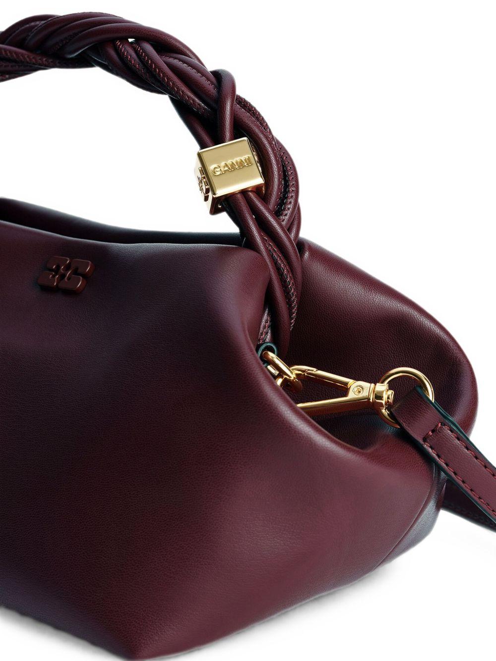 GANNI Borsa a mano Bou Bag Small in pelle burgundy 
