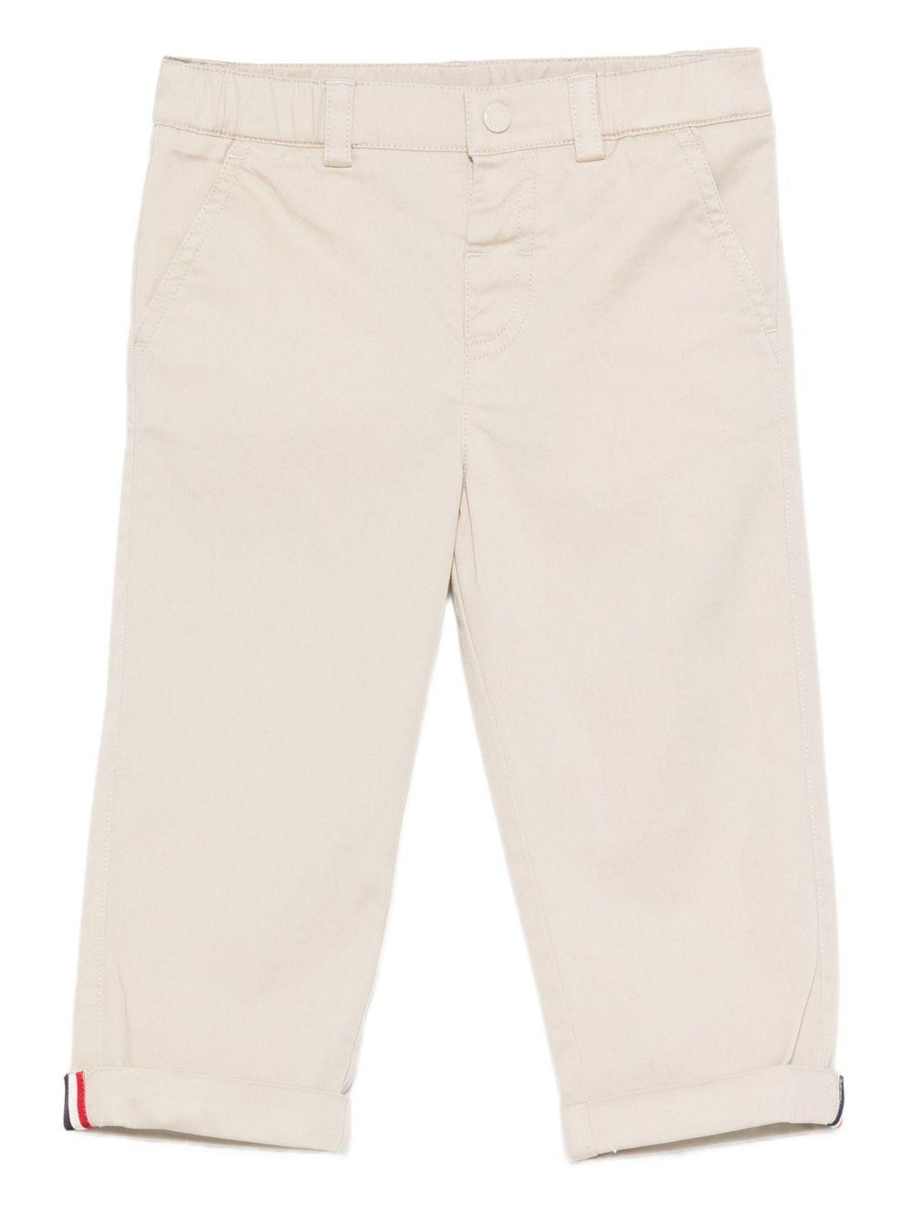 MONCLER Pantaloni beige in cotone elasticizzato 