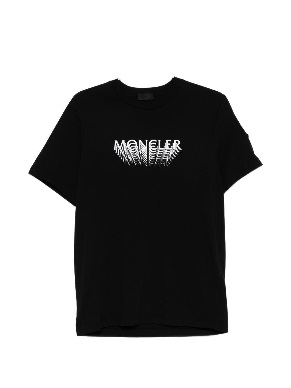 MONCLER T-shirt in cotone nero con stampa 