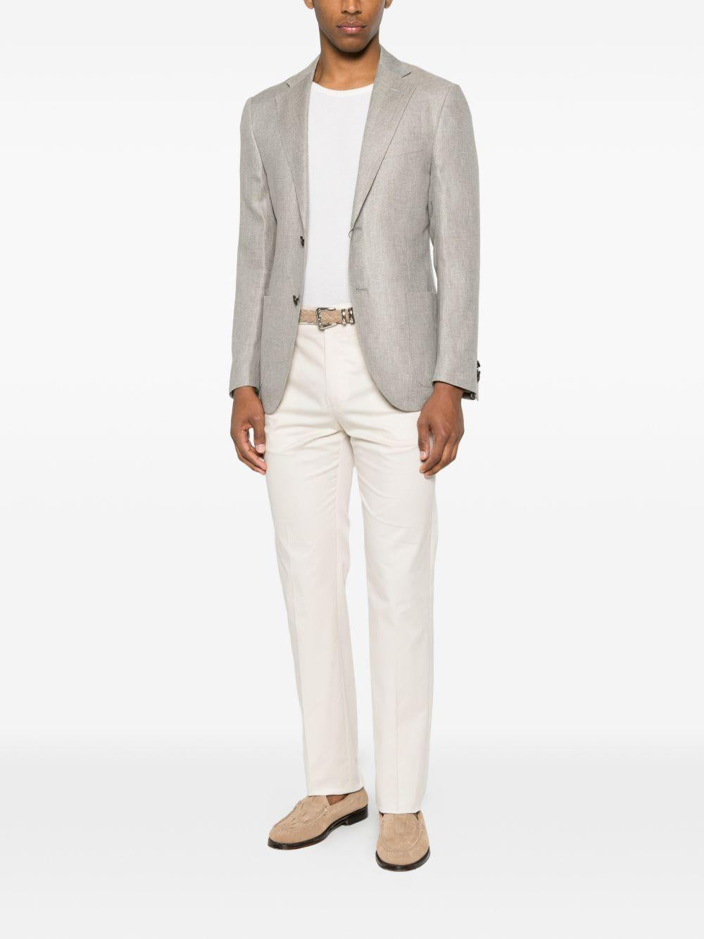 CORNELIANI Giacca monopetto in lino grigio 