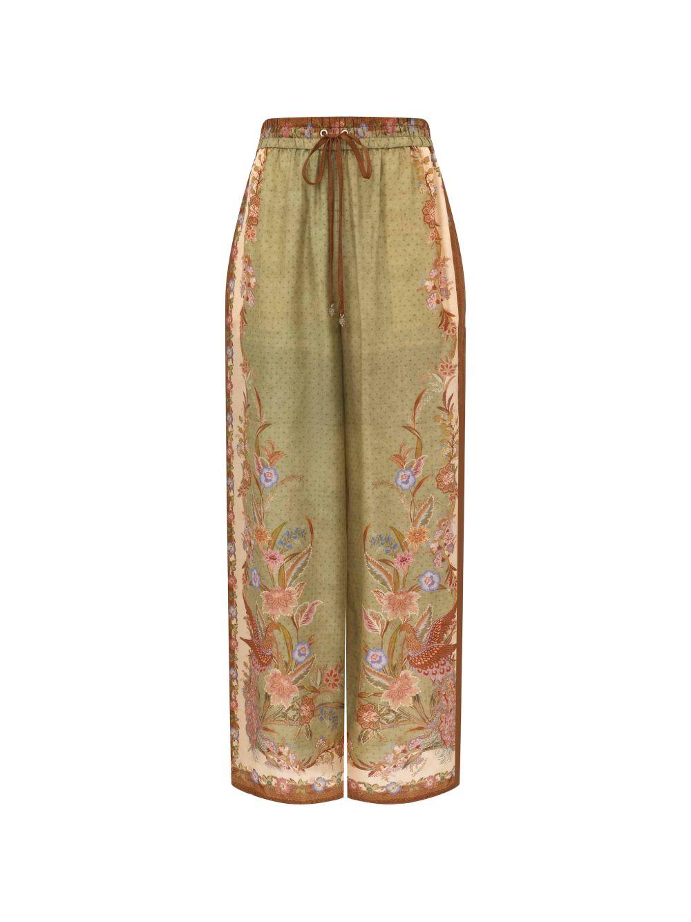 ZIMMERMANN Pantaloni in seta Indra con stampa floreale 